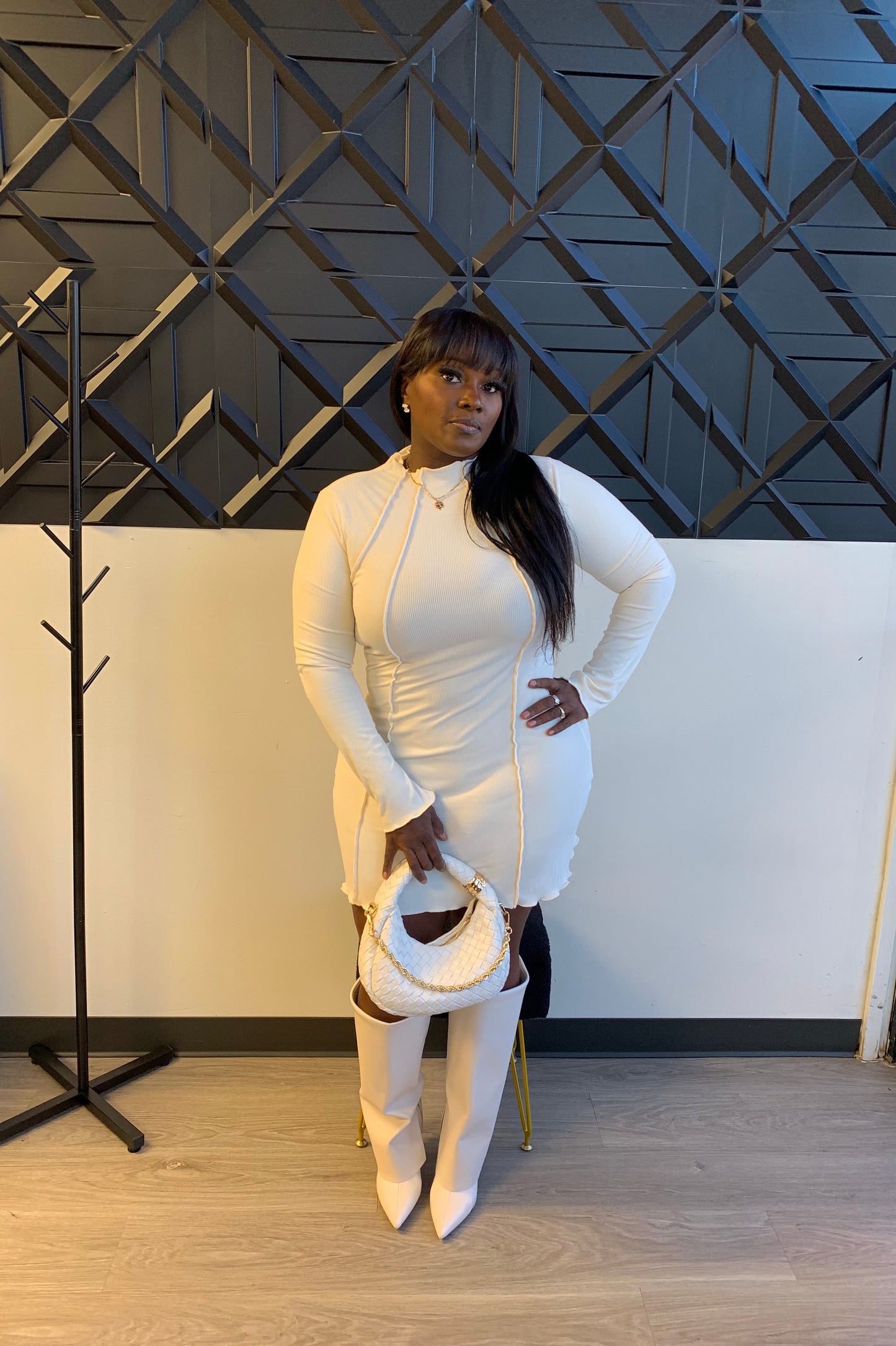 "Night In Paris" Long Sleeve Dress